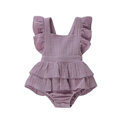 Baby Girl Ruffle Cotton Sleeveless Summer Romper Sunsuit Outfit