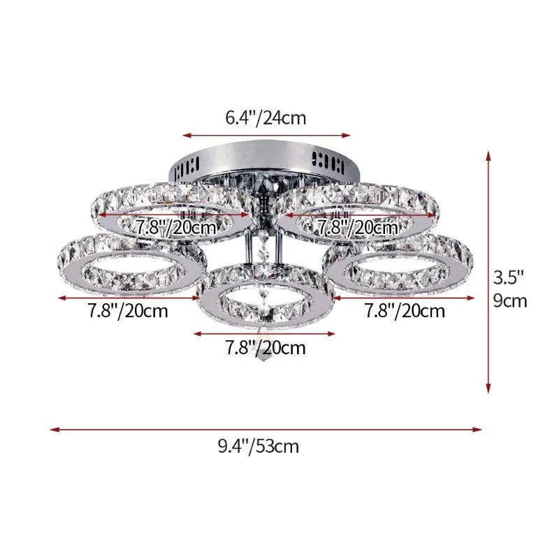 Modern K9 Led Crystal Ceiling Lamp Smart Chandelier Pendant Light Ring Chrome Plafonier Fixture Dining Living Room Decor Luxury TAVEN System LLC