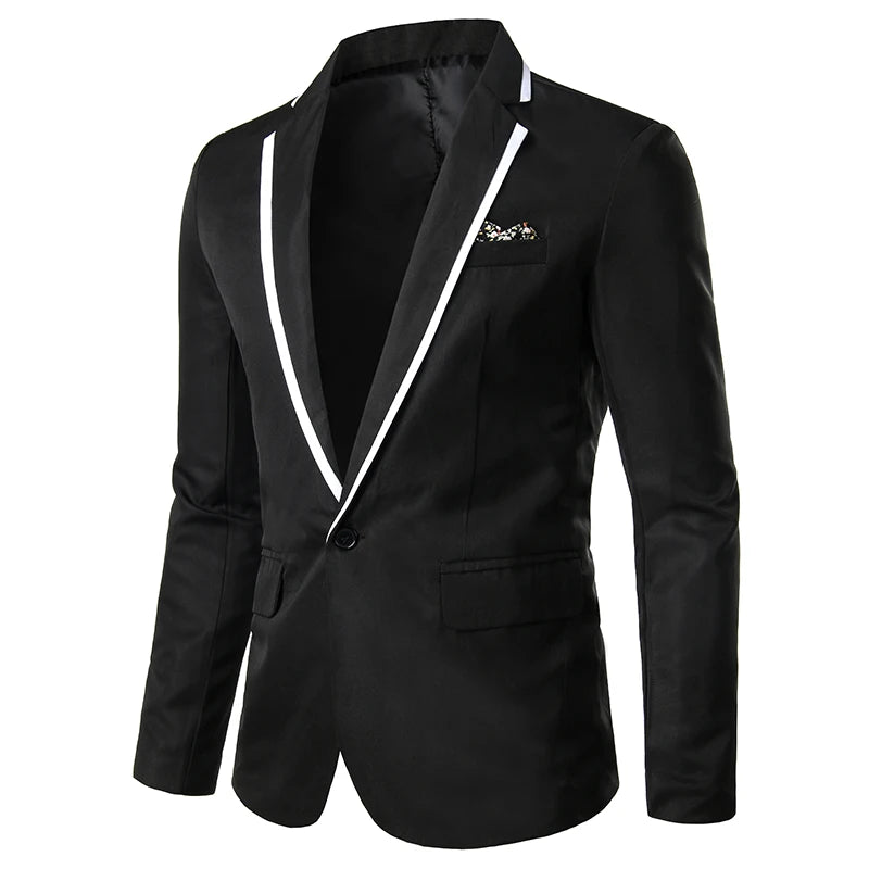 Men Spring Autumn Slim Fit Casual Blazer One Button Suit Jacket
