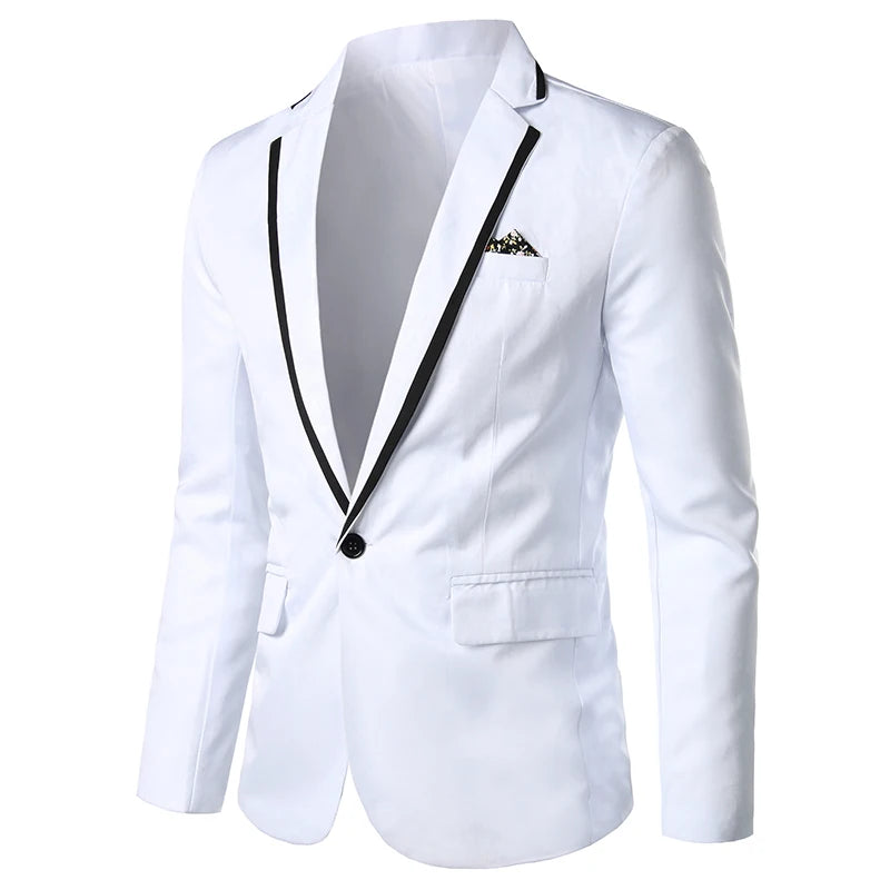 Men Spring Autumn Slim Fit Casual Blazer One Button Suit Jacket