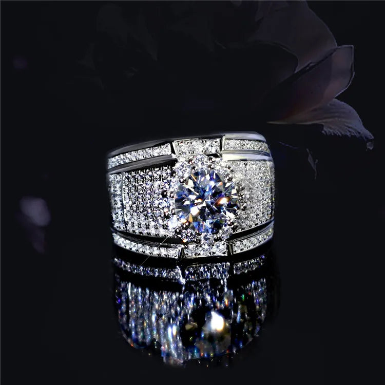 Luxury fashion white zircon Ring Non-allergenic for Men Jewelry Wedding engagement party ring high quality Men's rings