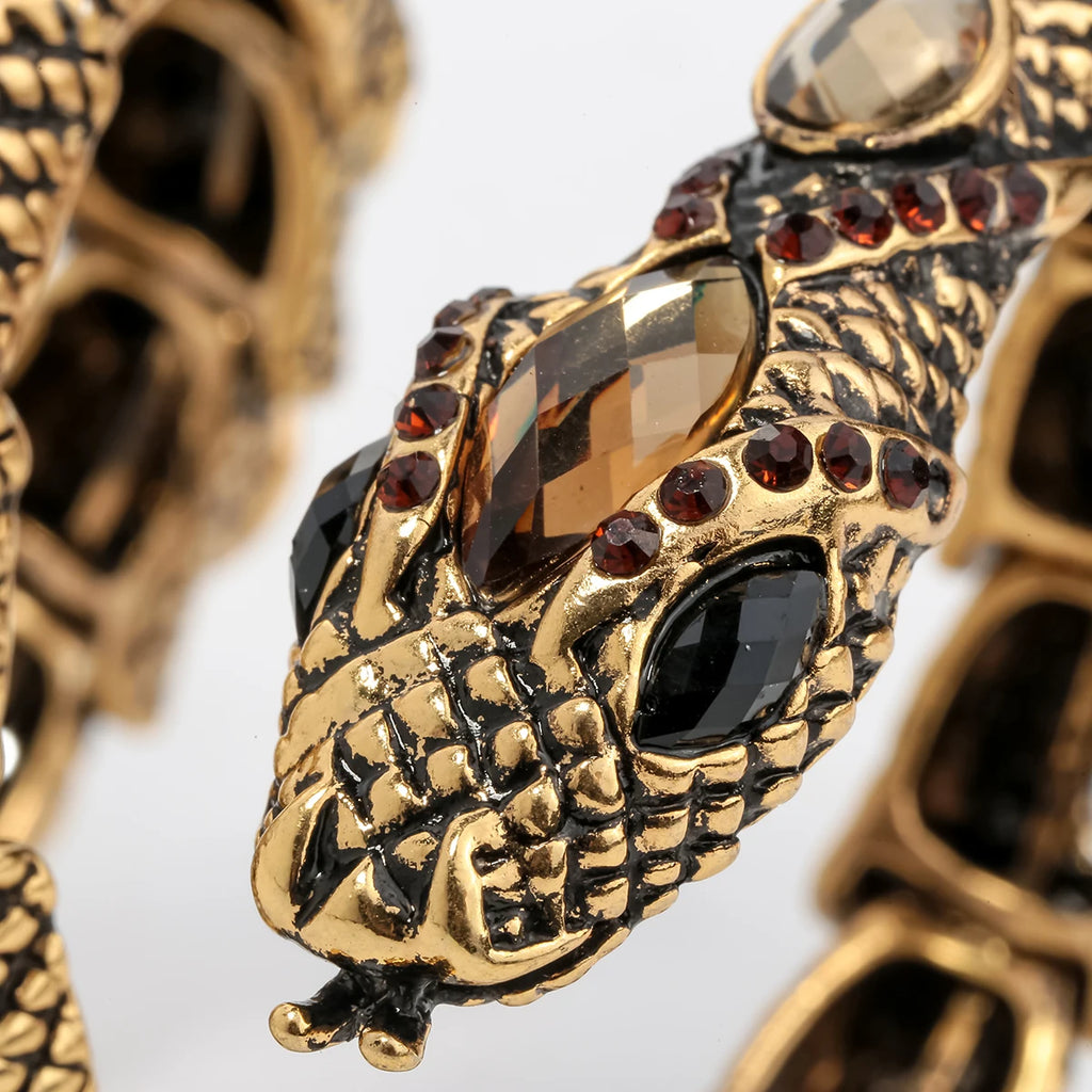 YACQ Stretch Snake Bracelet Armlet Upper Arm Cuff  Women Punk Rock Crystal Bangle Jewelry Gold Silver Color Dropshipping A32 TAVEN System LLC