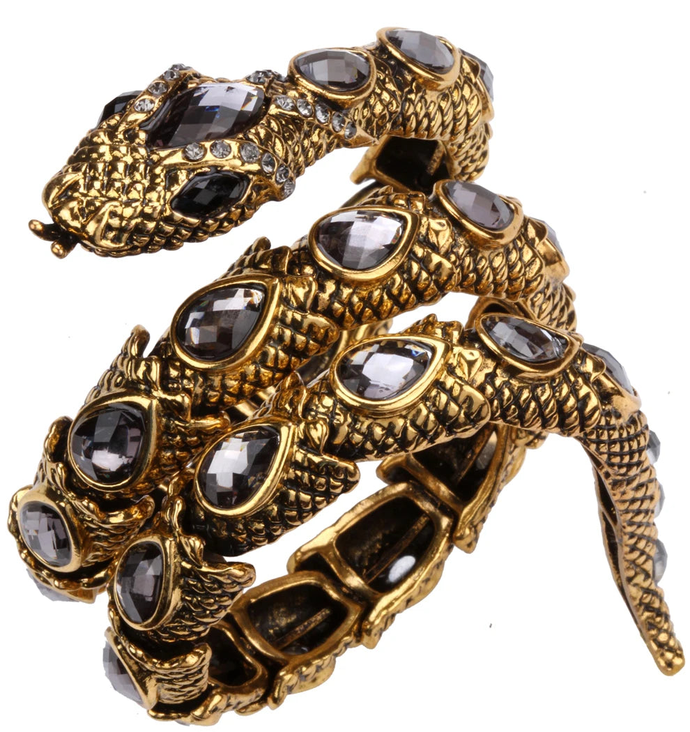 YACQ Stretch Snake Bracelet Armlet Upper Arm Cuff  Women Punk Rock Crystal Bangle Jewelry Gold Silver Color Dropshipping A32 TAVEN System LLC