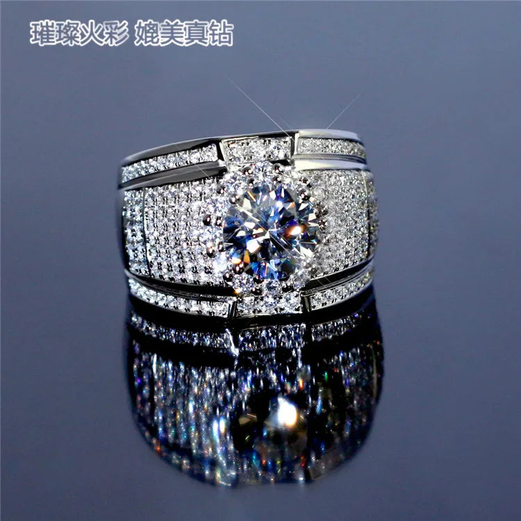 Luxury fashion white zircon Ring Non-allergenic for Men Jewelry Wedding engagement party ring high quality Men's rings