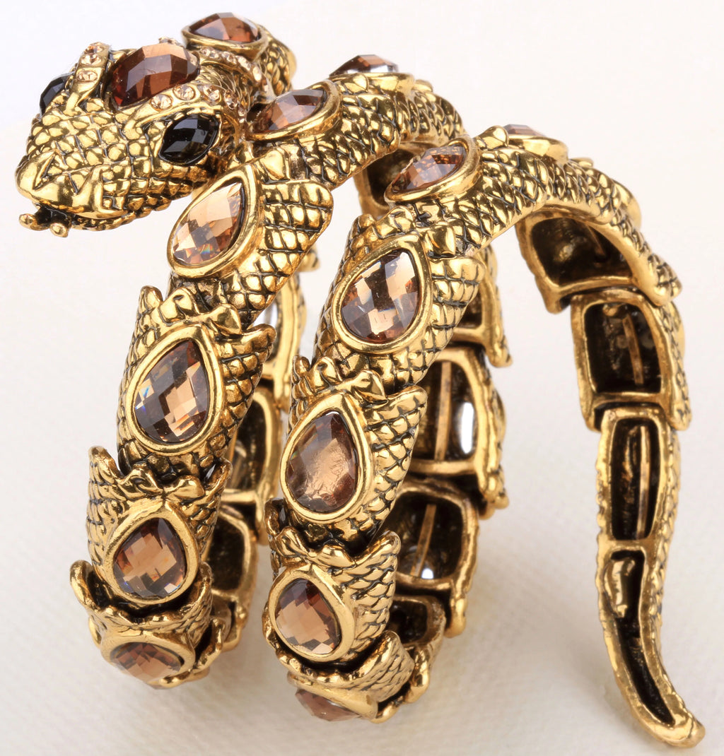 YACQ Stretch Snake Bracelet Armlet Upper Arm Cuff  Women Punk Rock Crystal Bangle Jewelry Gold Silver Color Dropshipping A32 TAVEN System LLC
