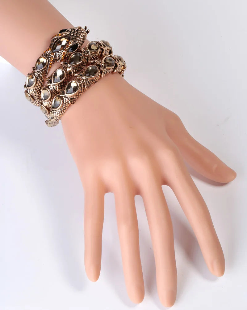 YACQ Stretch Snake Bracelet Armlet Upper Arm Cuff  Women Punk Rock Crystal Bangle Jewelry Gold Silver Color Dropshipping A32 TAVEN System LLC