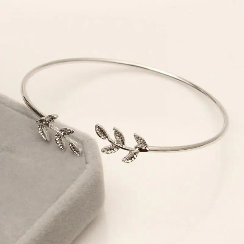 Foreign Fashion Burst Fashion Personality Leaf Bracelet Open Leaf Bracelets For Women Cuff Bracelets Armbanden Voor Vrouwen TAVEN System LLC