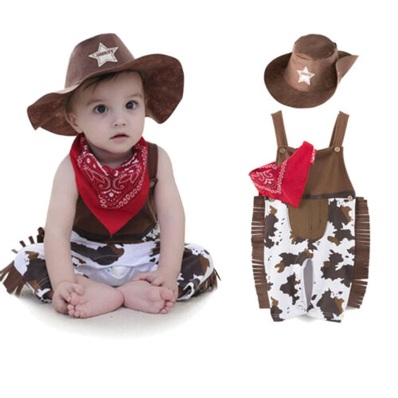 Halloween Baby Cowboy Sheriff Costume with Hat and Scarf Set