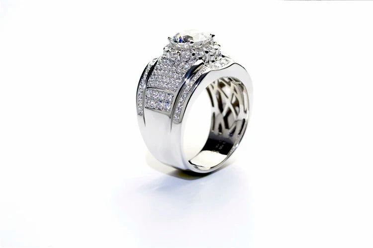 Luxury fashion white zircon Ring Non-allergenic for Men Jewelry Wedding engagement party ring high quality Men's rings