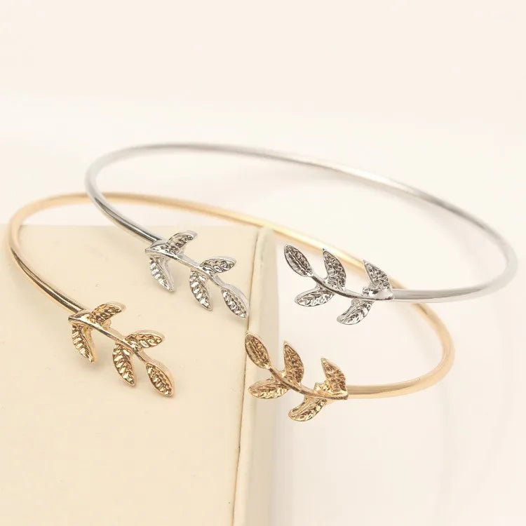 Foreign Fashion Burst Fashion Personality Leaf Bracelet Open Leaf Bracelets For Women Cuff Bracelets Armbanden Voor Vrouwen TAVEN System LLC