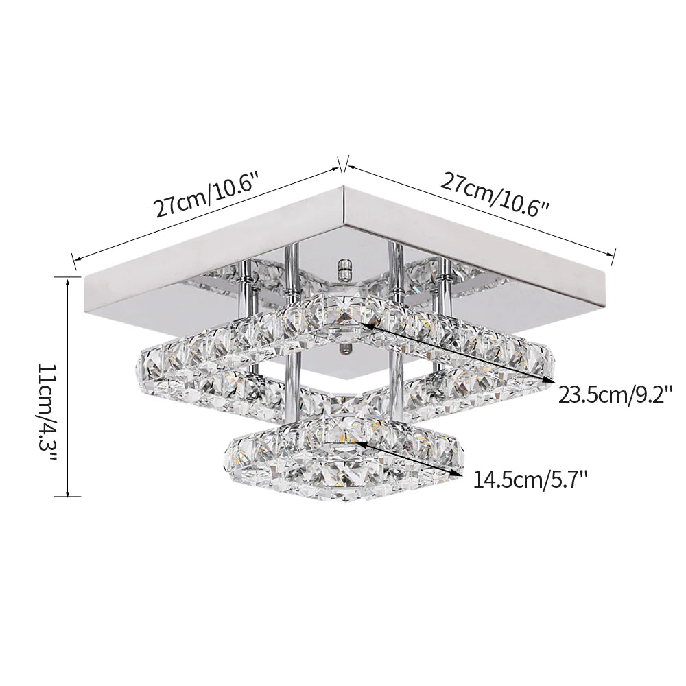 Square Crystal Led Ceiling Lamp Modern Chandelier Indoor Lighting Aisle Corridor Surface Mounted Fixture Home Hotel Loby Decor TAVEN System LLC
