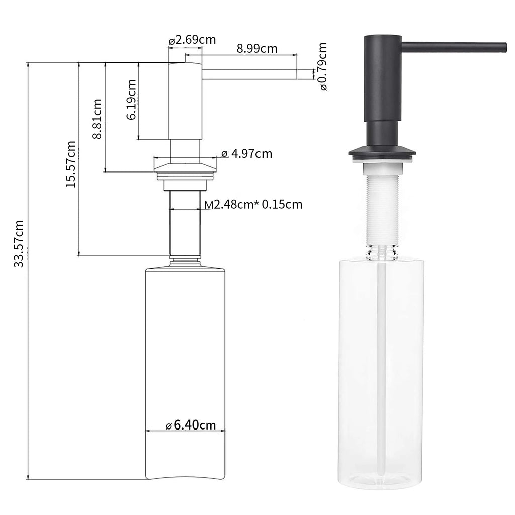 Samodra Black Liquid Soap Dispensers Brass Pump Head With 500ML PE Bottle Build in Dispenser soap For kitchen accessories TAVEN System LLC