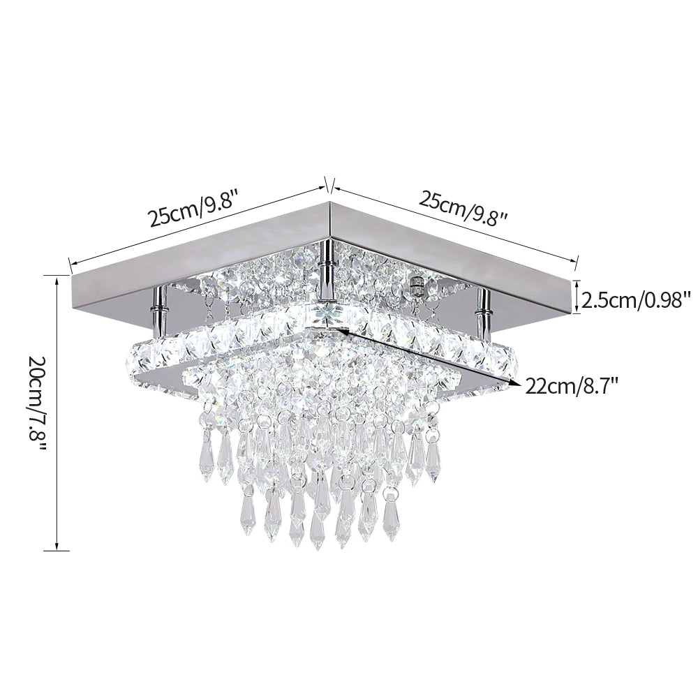 Square Crystal Led Ceiling Lamp Modern Chandelier Indoor Lighting Aisle Corridor Surface Mounted Fixture Home Hotel Loby Decor TAVEN System LLC