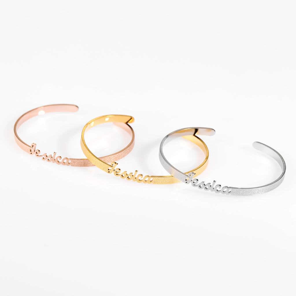 Personalized  Stainless steel frosted and gilded Name Bangle ,Family Lover Nameplate Faith Letter Bangles & Bracelet Adjusted TAVEN System LLC