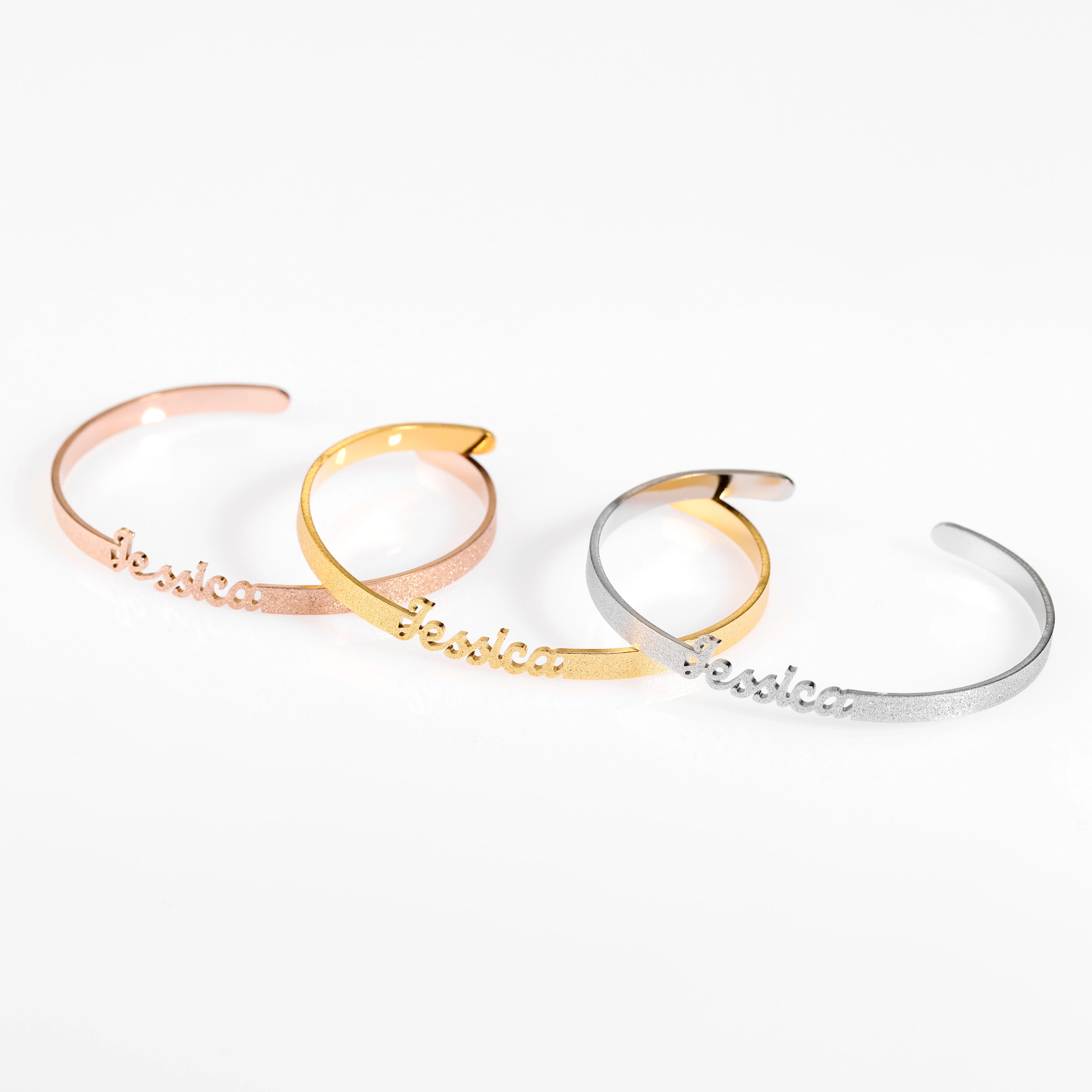 Personalized  Stainless steel frosted and gilded Name Bangle ,Family Lover Nameplate Faith Letter Bangles & Bracelet Adjusted TAVEN System LLC