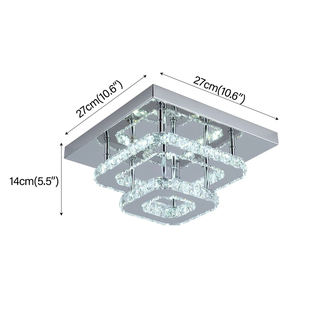 Square Crystal Led Ceiling Lamp Modern Chandelier Indoor Lighting Aisle Corridor Surface Mounted Fixture Home Hotel Loby Decor TAVEN System LLC
