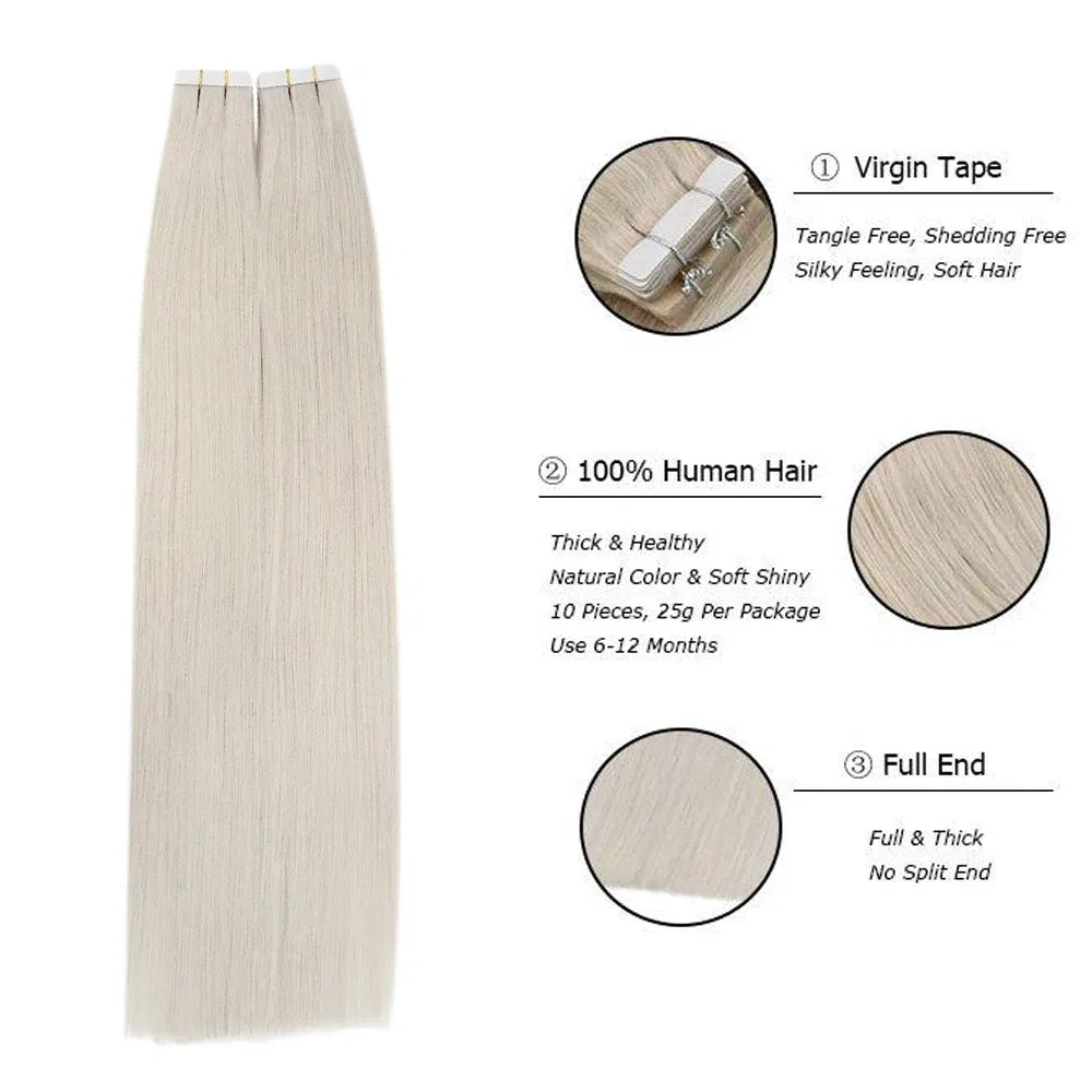 Color: P6W/8W, Items per Package: 40 pcs, Length: 24 Inches, Life Span: 12 months - [Last 12 Months] Ugeat Tape in Hair Extensions Virgin Human Hair 10A Grade Tape in Extensions  Human Hair Taven