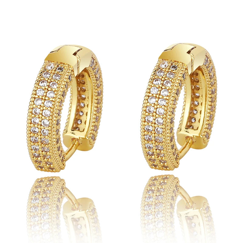 TOPGRILLZ Hip Hop Cubic Zirconia Ice Out Stud Earring Bling Fully Iced CZ Huggie Round Earrings For Men Women Jewelry