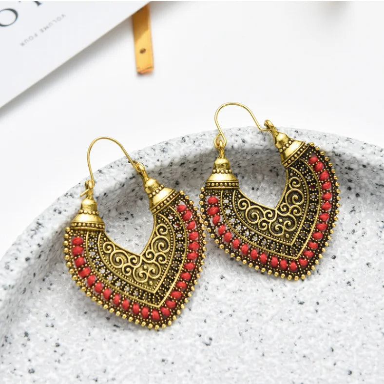 New Trending Products 2023 Cross Border Earrings  Clan Style Earrings Jewelry Heart Retro Bohemian Hollow Carved Earrings TAVEN System LLC