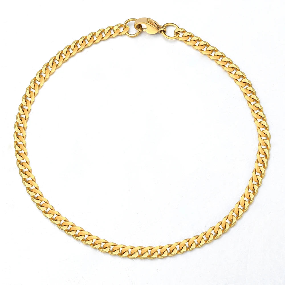 3-11MM Gold Color Stainless Steel Bracelets For Men Women Unisex Curb Cuban Link Chain Simple Wrist Jewelry Gifts TAVEN System LLC