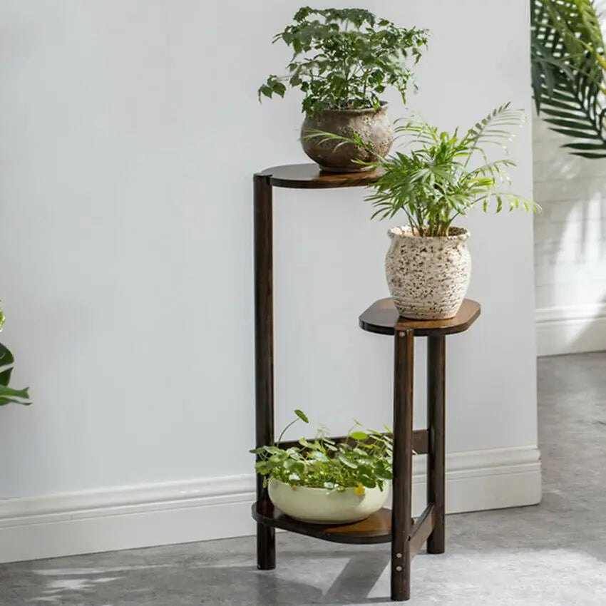 Bamboo plant stand corner shelf for indoor flower pots 