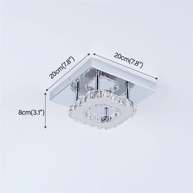 Square Crystal Led Ceiling Lamp Modern Chandelier Indoor Lighting Aisle Corridor Surface Mounted Fixture Home Hotel Loby Decor TAVEN System LLC