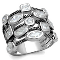 LO4083 - Rhodium Brass Ring with AAA Grade CZ  in Clear Taven