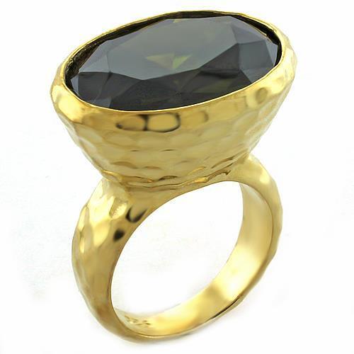 LOAS1011 - Gold 925 Sterling Silver Ring with AAA Grade CZ  in Peridot Taven