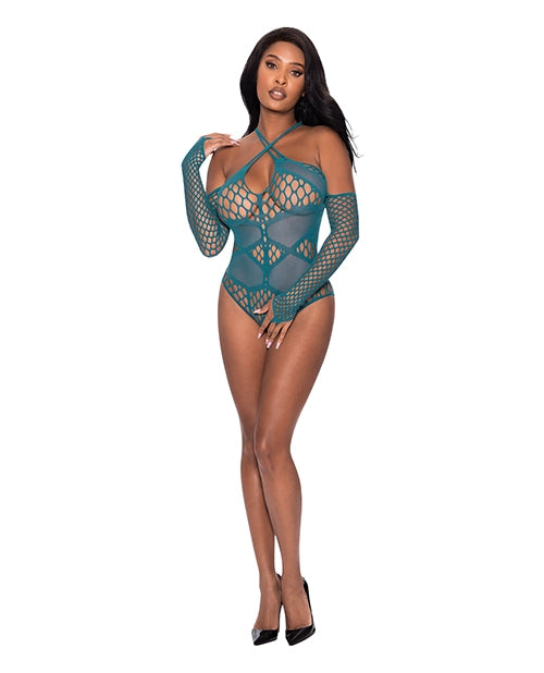 Seamless Long Sleeve Teddy Turquoise O/S Exposed