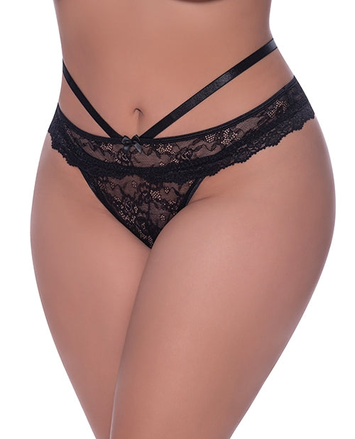 Ooh La Lace Peek-A-Boo Cheeky Panty Black QN Taven