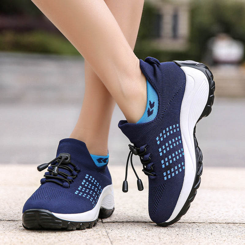 2025 Cross-Border New Large-Size Fly-Knit Mesh Shoes Trendy Mom Shoes Fashionable Sock Shoes Breathable Sports Women's Shoes TAVEN System LLC