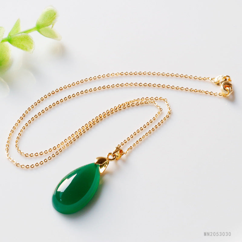 Jadeite Green Chalcedony Pendant Agate Water Drop Necklace Jade Jewelry Factory Wholesale Dropshipping S2053030 TAVEN System LLC