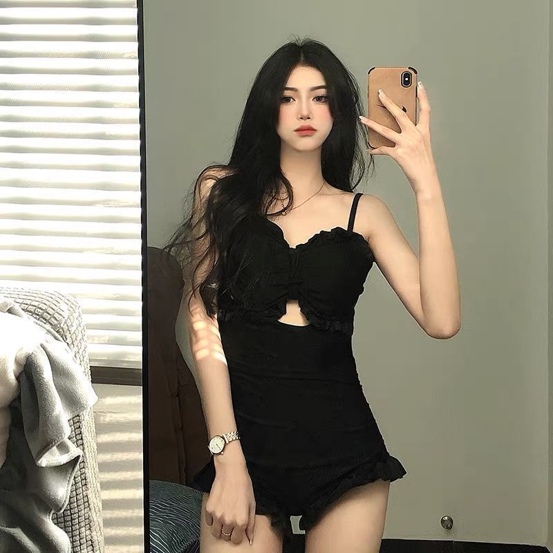 Swimsuit Women's One-Piece Sexy 2025 New Korean Ins Swimsuit Conservative Belly-Covering Slimming Look Small Breasts Fairy Gathered Summer TAVEN System LLC