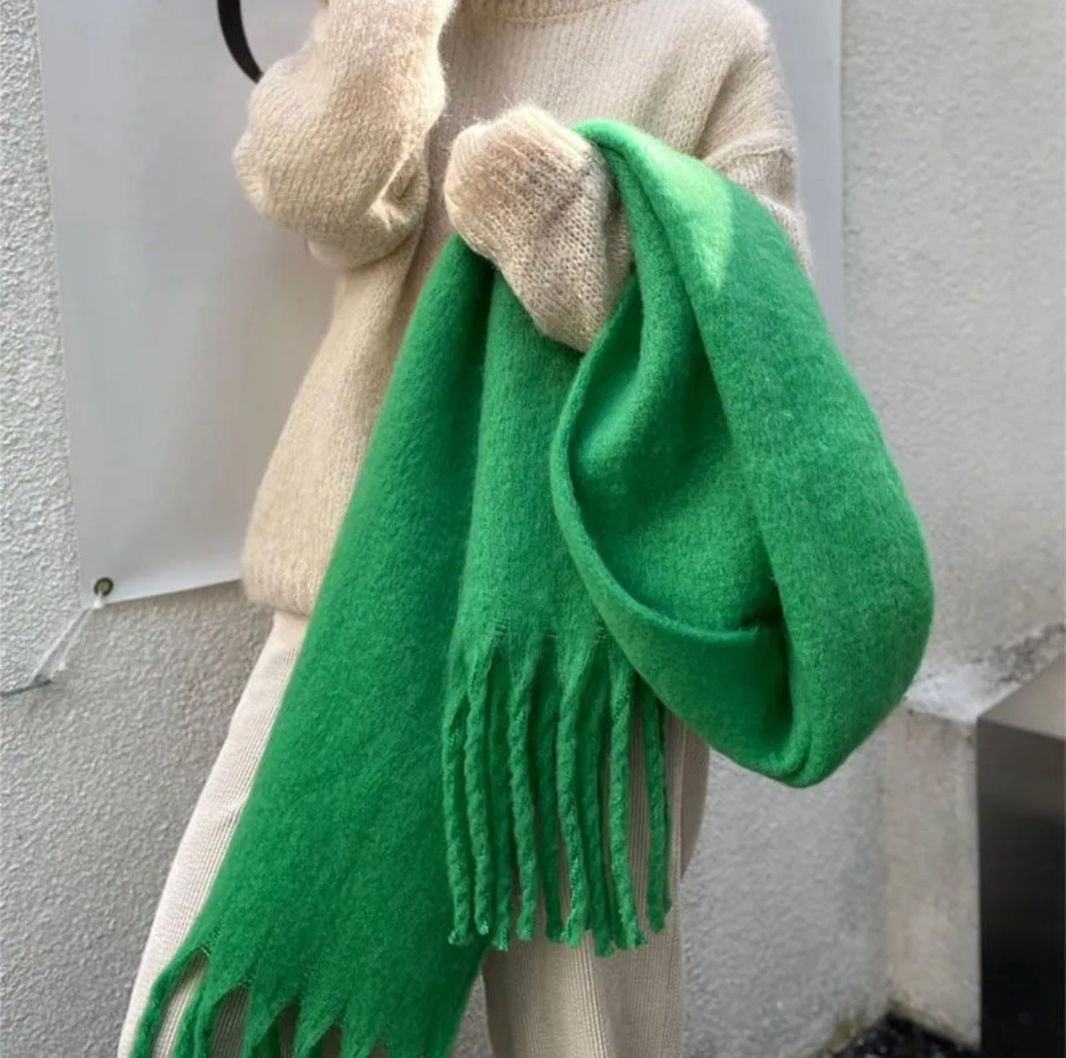 Solid Color Thickened and Extended Scarf for Women, 2026 Autumn and Winter New Korean Style, Versatile Winter Shawl for Students, Pink TAVEN System LLC