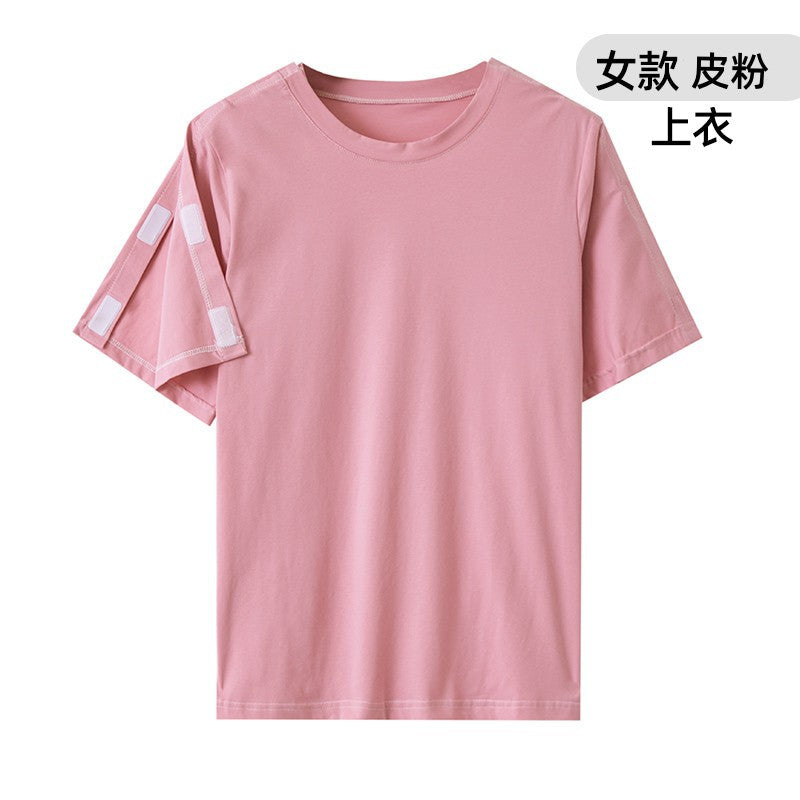 Summer patient care clothing easy to put on and take off hospital gown short sleeve cotton middle-aged and elderly medical clothing fracture clothing wholesale TAVEN System LLC