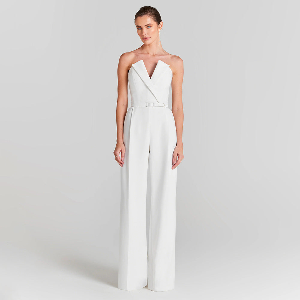 In Stock | White Bubble Bead Jumpsuit, Fashionable Casual Two-Piece Set, High-End European and American Women's Clothing, European and American Style. TAVEN System LLC