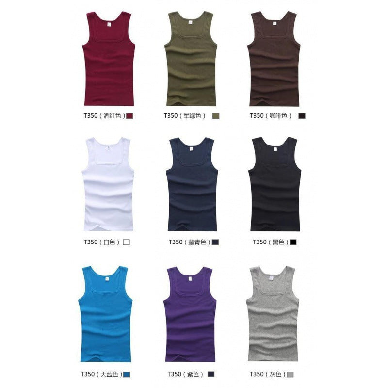 Men's Square Collar Cotton Vest Men's Summer Fitness Tight-fit Sports Base Square Collar Vest Men's Slim-fit Vest Wholesale TAVEN System LLC