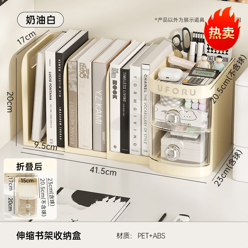 Book Rack Desktop Retractable Storage Rack Student Desk Book Office Desk Document Arrangement Drawer Type Storage Box TAVEN System LLC