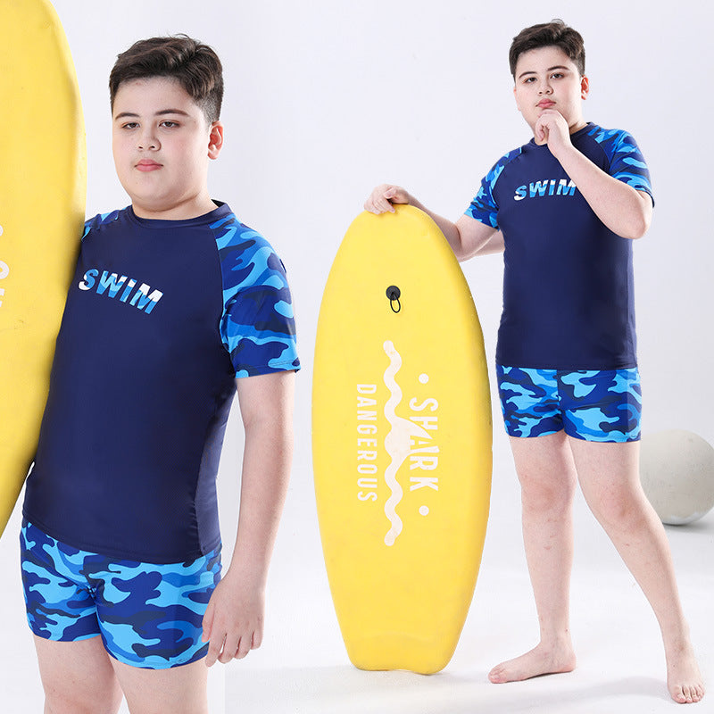 Cross-border Swimwear Children's Swimwear Foreign Trade Big Boys Split Swimwear Plus Fat Loose Quick-drying Fat Children TAVEN System LLC