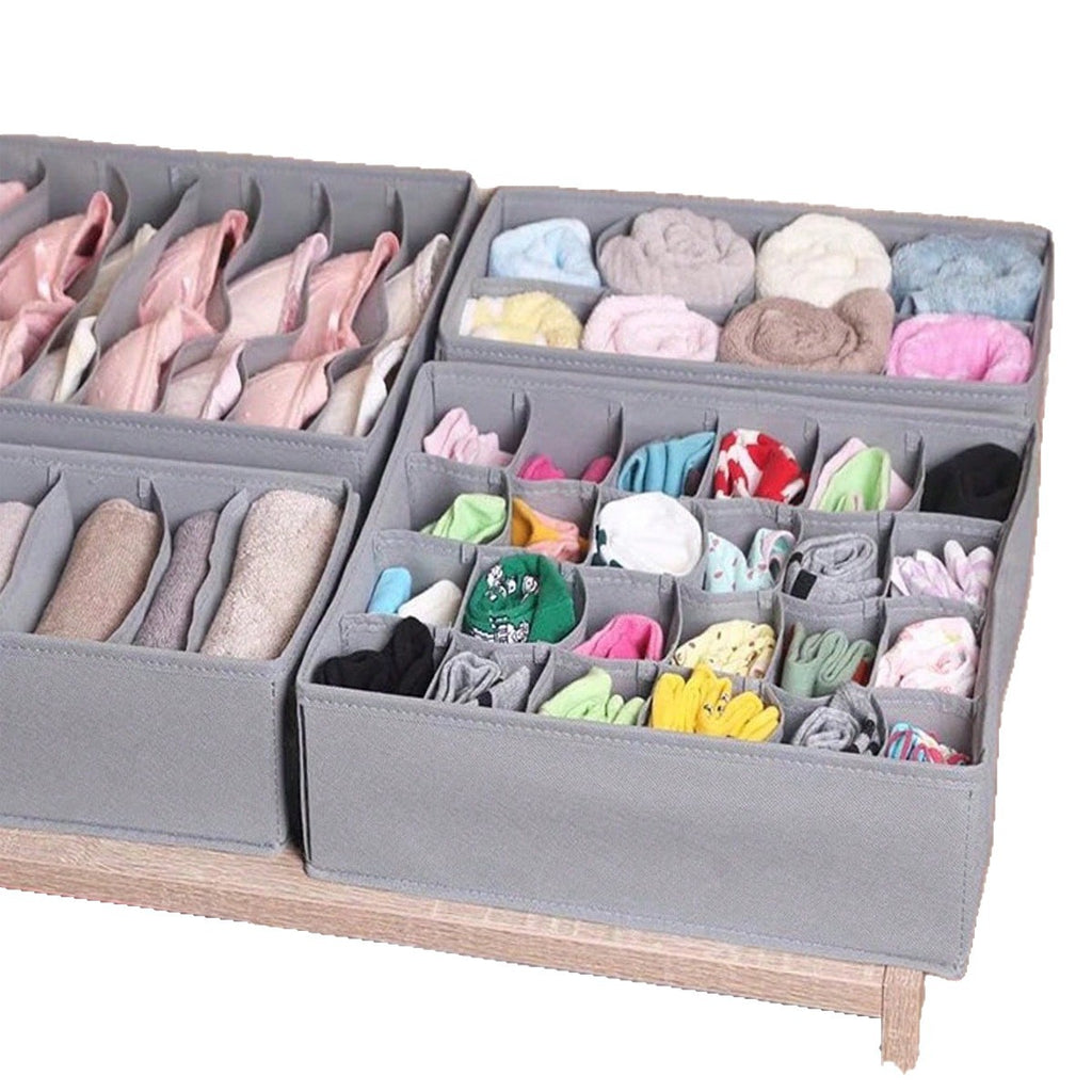 Underwear Compartmentalized Storage Box Four-Piece Set, Sock Storage Box, Fabric Home Storage, Bra Organizer, Multi-Compartment Classification Storage Box TAVEN System LLC