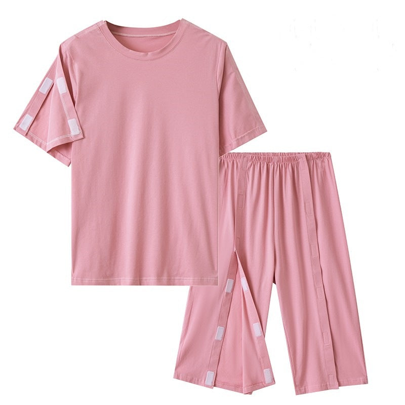 Summer patient care clothing easy to put on and take off hospital gown short sleeve cotton middle-aged and elderly medical clothing fracture clothing wholesale TAVEN System LLC