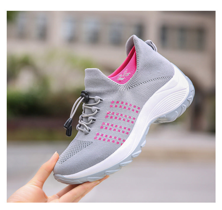 2025 Cross-Border New Large-Size Fly-Knit Mesh Shoes Trendy Mom Shoes Fashionable Sock Shoes Breathable Sports Women's Shoes TAVEN System LLC