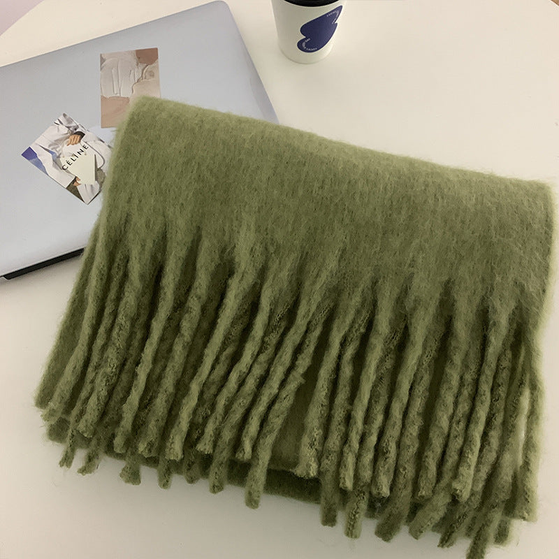 Solid Color Thickened and Extended Scarf for Women, 2026 Autumn and Winter New Korean Style, Versatile Winter Shawl for Students, Pink TAVEN System LLC