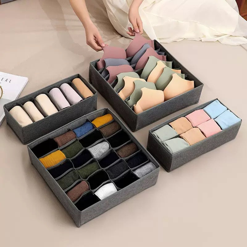 Underwear Compartmentalized Storage Box Four-Piece Set, Sock Storage Box, Fabric Home Storage, Bra Organizer, Multi-Compartment Classification Storage Box TAVEN System LLC