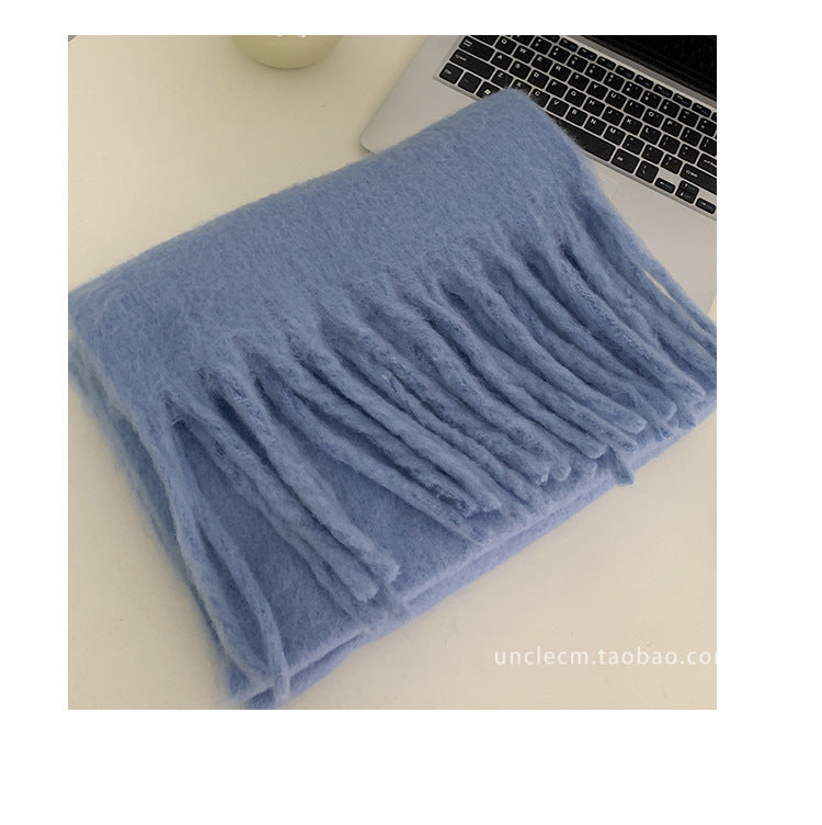Solid Color Thickened and Extended Scarf for Women, 2026 Autumn and Winter New Korean Style, Versatile Winter Shawl for Students, Pink TAVEN System LLC