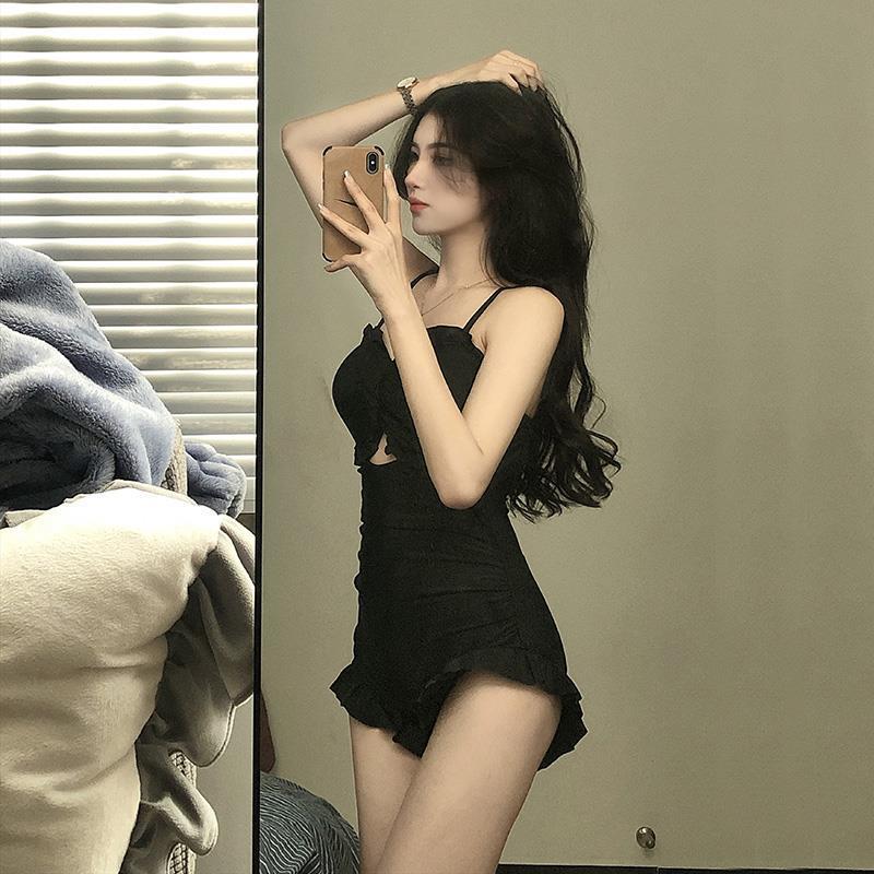 Swimsuit Women's One-Piece Sexy 2025 New Korean Ins Swimsuit Conservative Belly-Covering Slimming Look Small Breasts Fairy Gathered Summer TAVEN System LLC