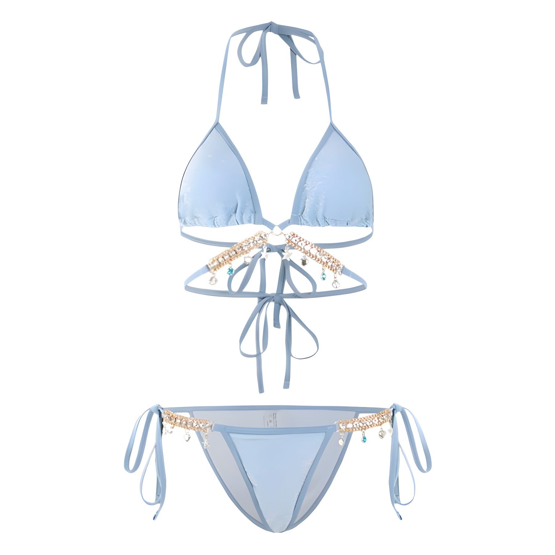 Swimsuit Female Mermaid Diamond Chain European and American Pure Lust Style Strap Triangle Bikini Three-Point Ins Sexy Vacation Swimsuit TAVEN System LLC