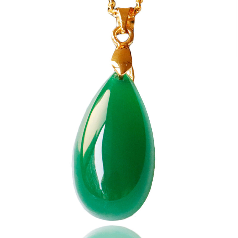 Jadeite Green Chalcedony Pendant Agate Water Drop Necklace Jade Jewelry Factory Wholesale Dropshipping S2053030 TAVEN System LLC