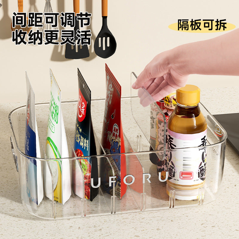 Seasoning Storage Box Household Kitchen Large Capacity Plastic Storage Box Multifunctional Sub-format Cabinet Sundries Storage Rack TAVEN System LLC
