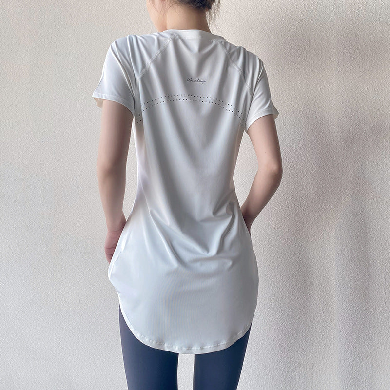 Yoga Clothing Short-sleeved Summer New Mid-length Hip Covering Slimming Quick-drying Top Breathable Fitness Sports T-shirt Women's Thin TAVEN System LLC